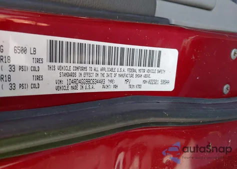 2011 Dodge Durango Crew z USA, uszkodzony, nr VIN 1D4RD4GG9BC634403